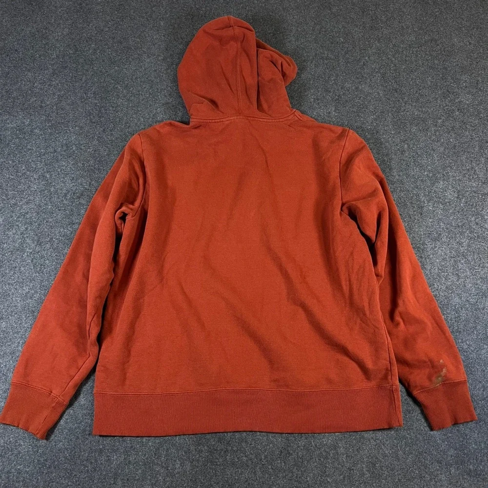 The North Face Mens Large Burnt Orange Logo Pullover Hoodie Sweatshirt Rust